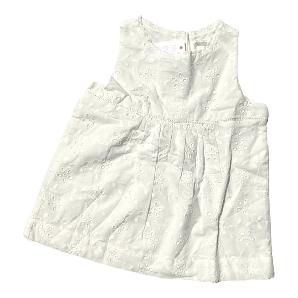 Gymboree Girls S 5-6 White Broderie Anglaise Floral Button Back Blouse
